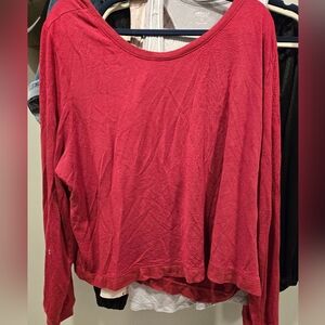 Good American Red Long Sleeve Relaxed Tee Size 6 (3XL)